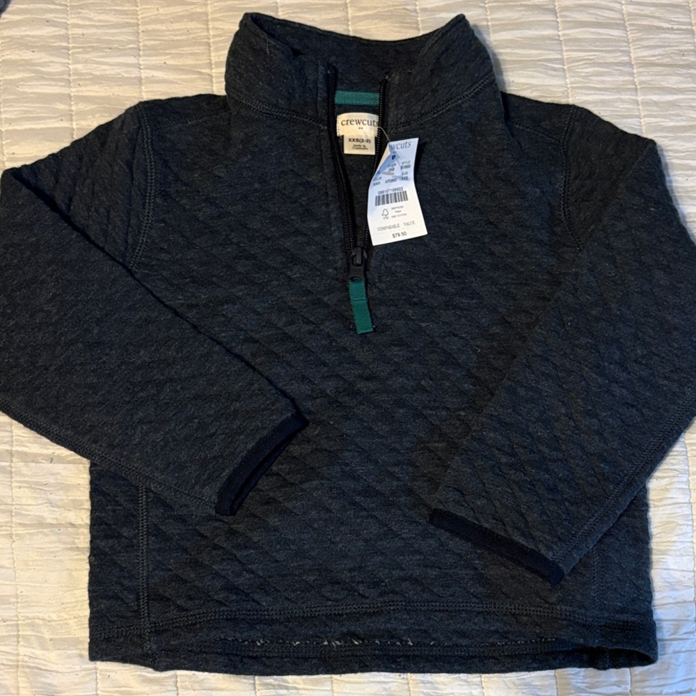 Crewcuts Navy Charcoal Quilted Half-Zip Pullover
